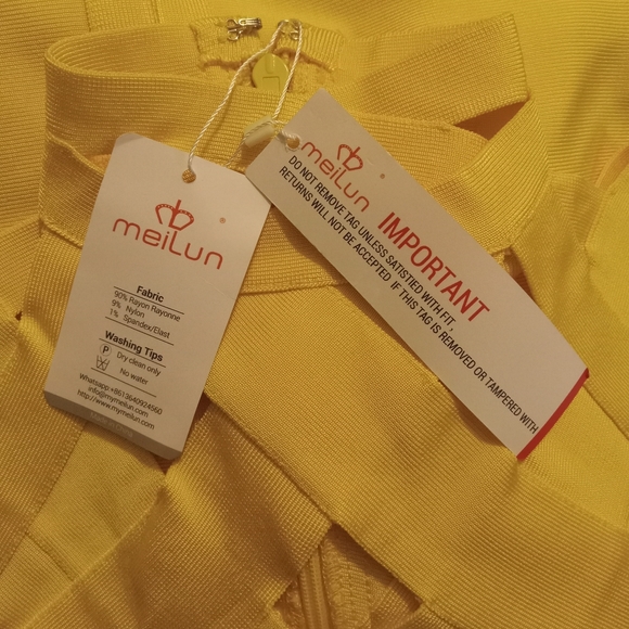 MEILUN BANDAGE STRECH YELLOW DRESS - Picture 6 of 9